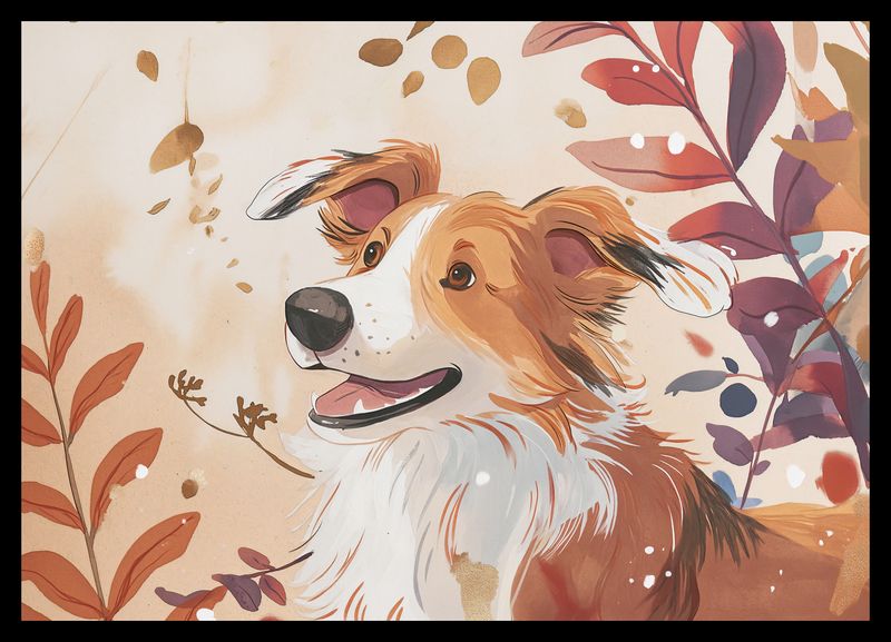 Plakat 42x29,7cm Collie Jesienną Porą zdjęcie 2