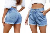 DAMSKIE SPODENKI JEANSOWE M.SARA SZORTY MOM FIT SZEROKIE NOGAWKI