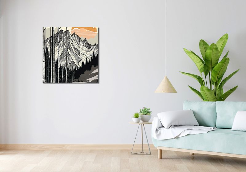 Obraz 70x70cm Drzeworys Górski zdjęcie 2
