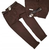 MG16 Spodnie Damskie JEANSY Mom Fit z Paskiem CZEKOLADA XL / 42