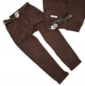 MG16 Spodnie Damskie JEANSY Mom Fit z Paskiem CZEKOLADA XL / 42