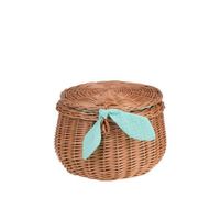 Decor WIKLINOWY POJEMNIK Z OBSZYCIEM PASTELOWYM Ø22 H 15 CM
