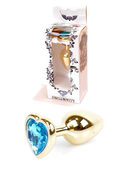 Plug-Jewellery Gold  Heart PLUG- Light Blue zdjęcie 8