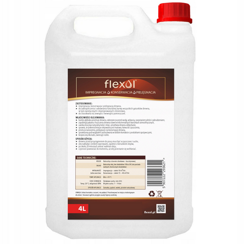 OLEJ LNIANY IMPREGNAT 4L NATURALNY 100% DO DREWNA na 40m² FLEXOL na Arena.pl