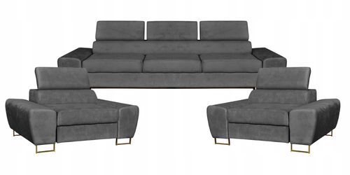 Zestaw mebli wypoczynkowych salonu Bosso Sofa 3os fotele szare na Arena.pl