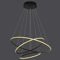 LAMPA wisząca SLIM/000024/3000/B MDECO okrągła OPRAWA biurowy ZWIS LED 125W 3000K ring czarny