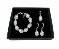 Komplet kryształ fasatowany srebro