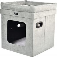 Amazon Basics – składany domek dla kota, 38 x 38 x 43 cm, szary.