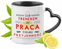 Dla Trenera Kubek Czarny Z Uszkiem W Kształcie Serca Na Prezent Z Nadrukiem