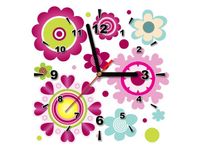 30X30CM ZEGAR KOLOROWE KWIATY OBRAZ DREWNO