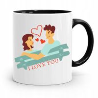 Kubek Czarny Dla Dziewczyny I Love You Prezent Z Nadrukiem Ze Zdjęciem