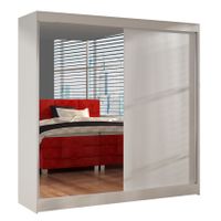 Szafa przesuwna Basti I z lustrem 200cm - garderoba- BIAŁY