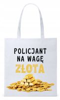 Dla Policjanta Policjantki Torba Eco Biała Shopper Z Nadrukiem Ze Zdjęciem