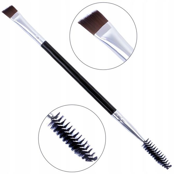 Pędzelek Skośny Do Brwi Ze Szczoteczką Do Rzęs zdjęcie 1