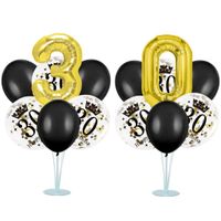 Zestaw balonów na stojaku 30 urodziny, czarno-złoty