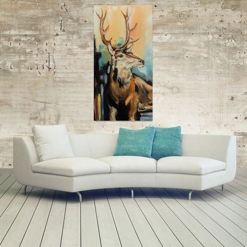 Obraz na płótnie - Canvas, Malowany jeleń 60x80 na Arena.pl