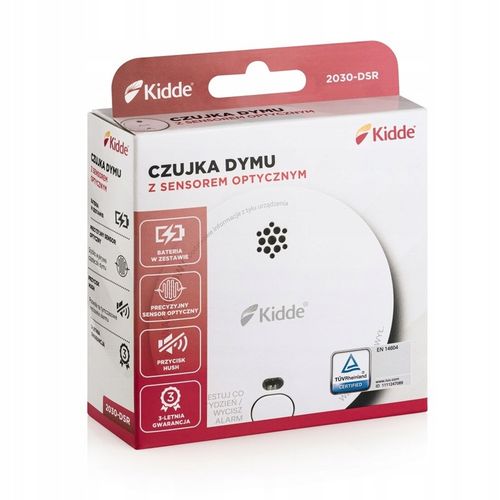 Czujnik dymu optyczny KIDDE 2030-DSR z alarmem 85dB, atest EN14604 na Arena.pl