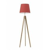 Lampa podłogowa ARUBA abażur czerwony stelaż dębowy