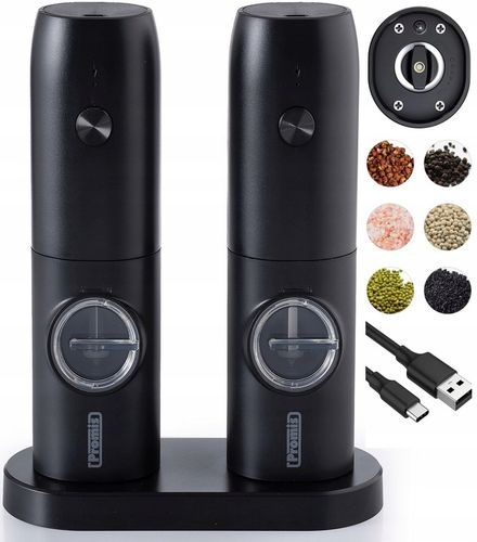 ELEKTRYCZNY MŁYNEK DO PIEPRZU SOLI PRZYPRAW AKKU ŁADOWANIE USB ZESTAW na Arena.pl