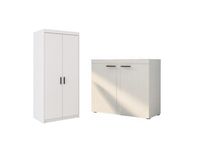 Pojemna szafa dwudrzwiowa + Komoda do salonu Biały Mat