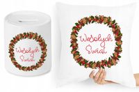 Na Święta Zestaw Poduszka + Skarbonka Prezent Z Nadrukiem Ze Zdjęciem