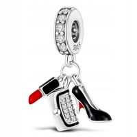 Zawieszka SREBRO 925 Charms Kobiece Atrybuty Szminka Torebka But Szpilka