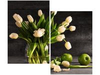 OBRAZ BUKIET JASNYCH TULIPANÓW KWIATY