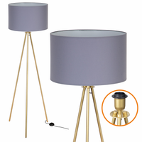 Lampa Podłogowa Trigni Złota Mat 136cm Cerlux Ciemnoszary abażur 40/25