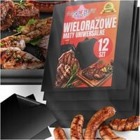 Mata teflonowa na grilla 12 szt. | Nieprzywierająca, wielorazowa tacka