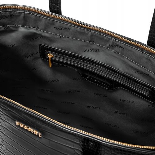 Torebka Damska Shopper Na Ramię PUCCINI Duża Mieści A4 Czarna BML054D-1 na Arena.pl