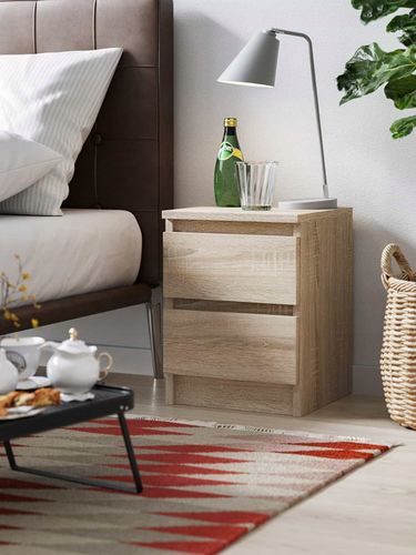 Szafka Nocna Do Sypialni 2 Szuflady Stolik Do Łóżka Pari 2 Dąb Sonoma na Arena.pl