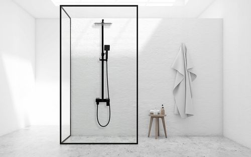 Bateria wannowa ścienna czarna z deszczownicą słuchawką i wężem YOKA HOME na Arena.pl