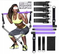 Drążek do Ćwiczeń + Gumy Oporowe Pilates Joga Fitness Zestaw
