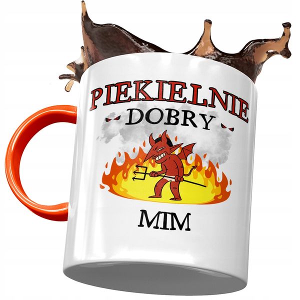 Kubek Pomarańczowy Dla Mima Piekielnie Dobry Mim Z Nadrukiem Ze Zdjęciem zdjęcie 1