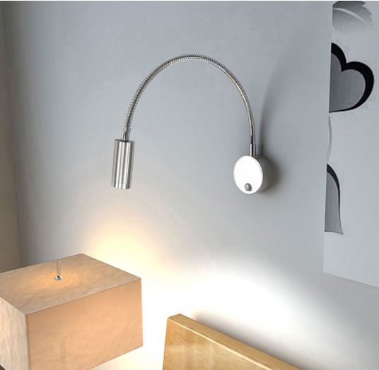 Srebrna lampka FLEXI nocna do czytania do sypialni Kiniet LED 3W Wobako zdjęcie 7