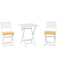 Zestaw mebli balkonowych drewniany biały z poduszkami żółtymi FIJI