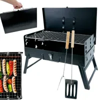 GRILL WĘGLOWY TURYSTYCZNY SKŁADANY Z AKCESORIAMI PRZENOŚNY OGRODOWY WALIZKA