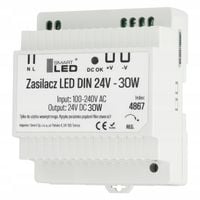 Zasilacz do taśma LED na szynę domofon DIN POS 1.25A 30W 24V
