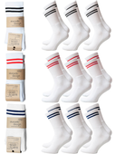 9-PAR Skarpety sportowe PÓŁ-FROTTE BIAŁE dwa paski 38-40