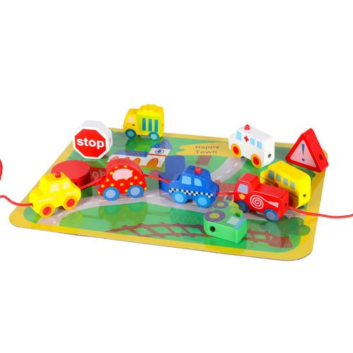 ZESTAW DREWNIANYCH KLOCKÓW  POJAZDY na Arena.pl