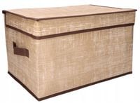 Organizer Tekstylny Brązowy Pudełko z Pokrywą 40x30x25cm do Szafy Garderoby