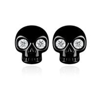 exclusive | kolczyki czaszki z czarnymi lub białymi diamentami