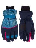 Rękawiczki narciarskie dziewczęce pięciopalczaste liście 18 cm YOCLUB
