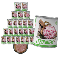 MOKRA KARMA DLA PSA TufTuf Puszka mielonka z królikiem ZESTAW 24x800g