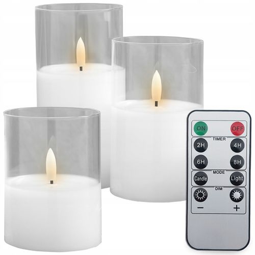 ŚWIECZKI 3 DUŻE OZDOBNE ŚWIECE DEKORACJA ŚWIĄTECZNA LED STEROWANE PILOTEM na Arena.pl