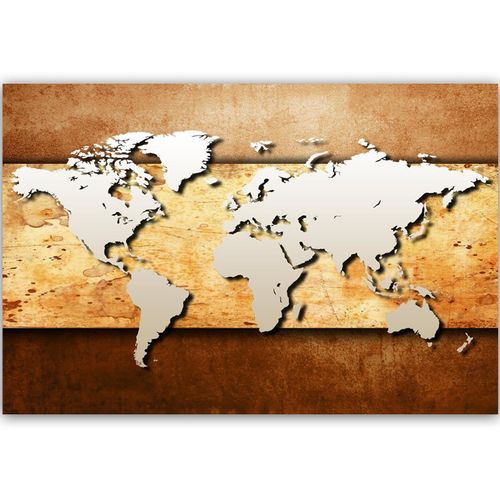 Obraz na płótnie - Canvas, Mapa świata na desce 90x60 na Arena.pl