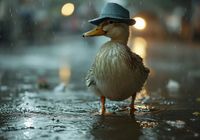 Plakat 100x70cm Kaczka w Kapeluszu