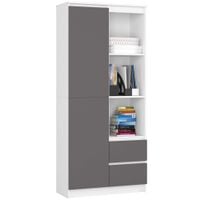 Regał biurowy R 80 cm CLP R11 - biały-grafit szary