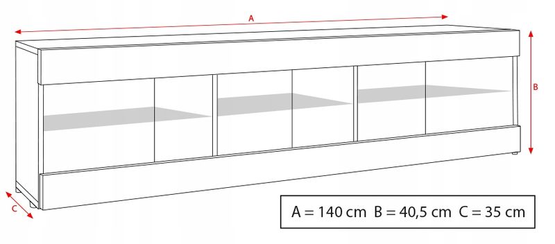 Szafka RTV LED Salon Nowoczesna Dąb Wotan RGB LED 140x35 Pokój zdjęcie 3