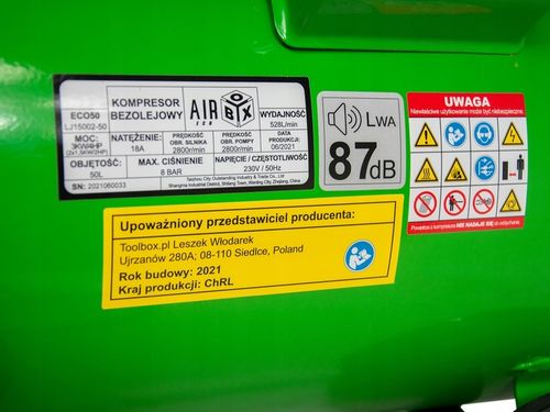 Kompresor Sprężarka 50l Bezolejowy 4 Tłoki 3kW Nabicie 1:06 Zestaw na Arena.pl